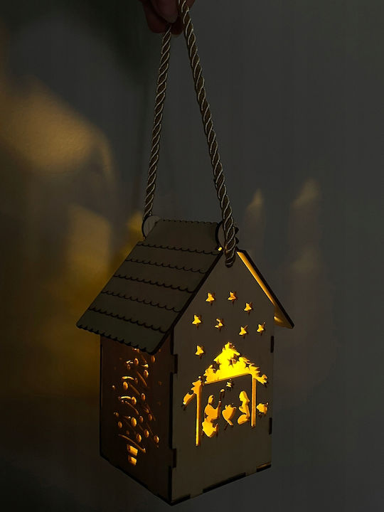 Crăciunescă Iluminată Decorativă Scenă Maro cu Baterie 14x7.5x7.5cm.