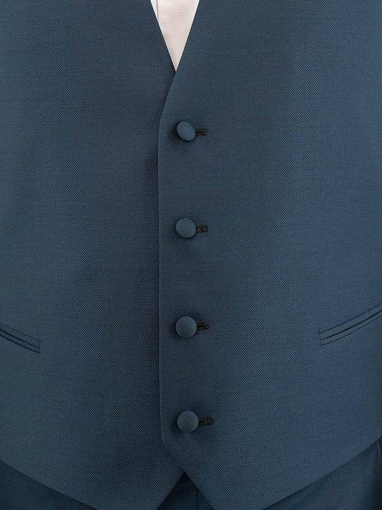 Men's Suit with Vest Petrol Blue