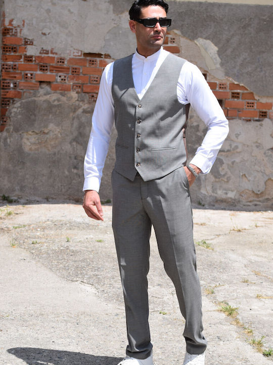 Men's Suit with Vest Beige-lilac