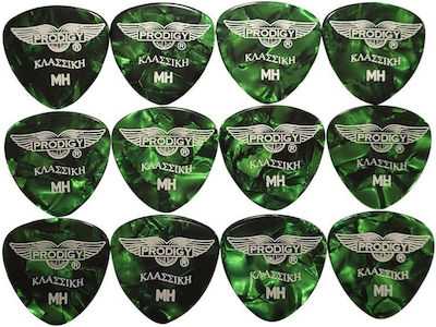 Prodigy Πένες Μπουζουκιού Κλασσική Green Pearl Medium Σετ 12τμχ