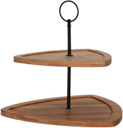 Excellent Houseware Hölzernes Etagere 2 Etagen Braun W25.3xL25.5cm 1Stück