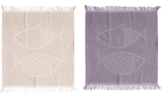 Nef-Nef Homeware Fish Style Grey Ποτηρόπανο από 100% Βαμβάκι σε Γκρι Χρώμα 50x50cm