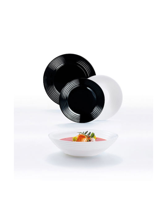 Luminarc White / Black Glass Dinnerware Set 18pcs