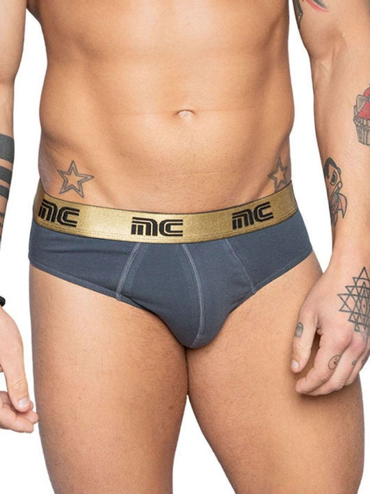 NINA CLUB Men's Boxer Brief Grey-Anthracite with Metallic Gold Waistband NC611METAL Anthracite/Gold