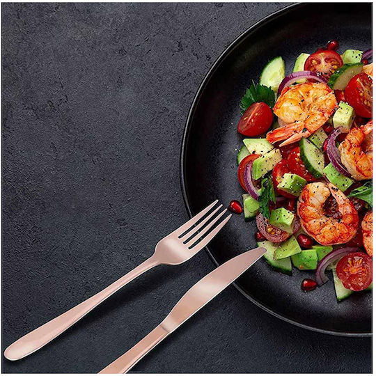 Bakaji 16-Piece Stainless Steel 18/10 Copper Cutlery Set