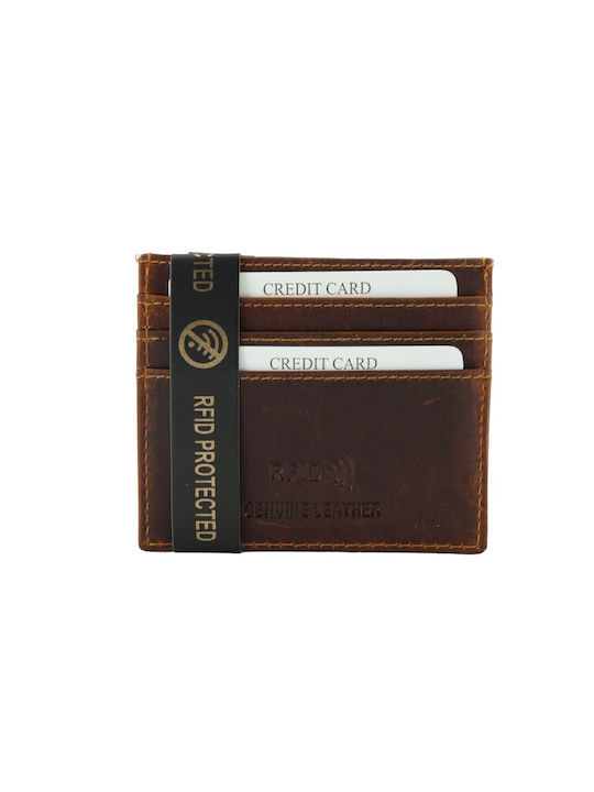 Ginis Men's Leather Card Wallet with RFID Brown