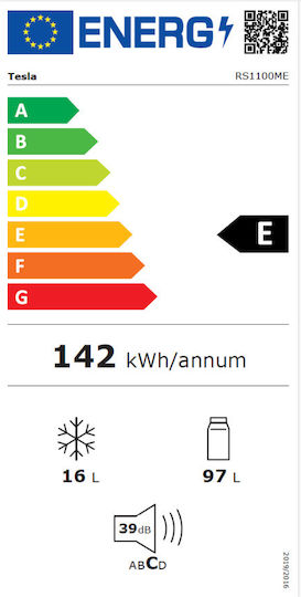 Tesla Mini Bar 113lt Υ84.5xΠ55.3xΒ57.4εκ. Λευκό RS1100ME