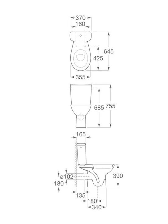 Roca Pack Floor-Standing Toilet с тоалетна чиния White