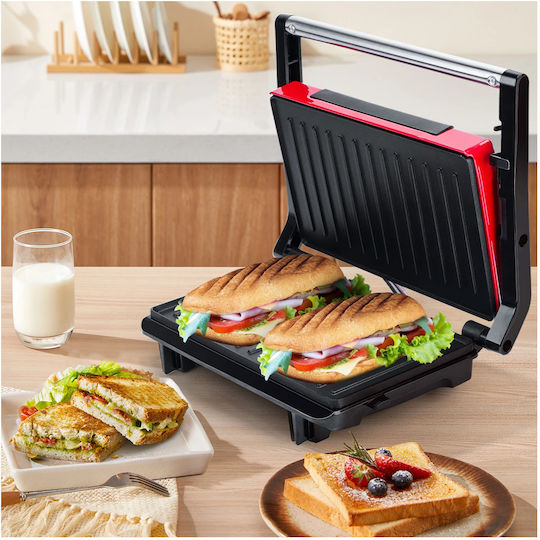 Aigostar Sandwich Maker for for 2 Sandwiches Sandwiches 750W Red