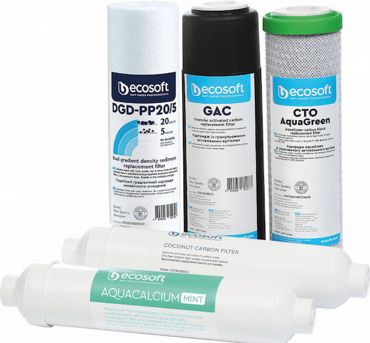 Ecosoft Ανταλλακτικό Φίλτρο Νερού Αντίστροφης Όσμωσης από Ενεργό Άνθρακα 5 μm 5τμχ