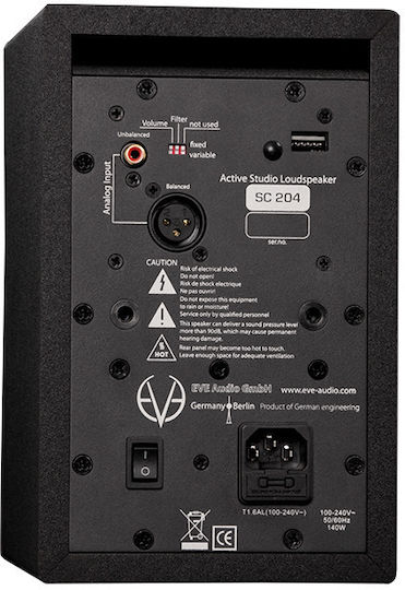 EVE Audio SC204 Studio Monitor Lautsprecher 4" 100W Stück Schwarz
