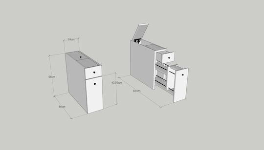 24Mall Bathroom Cabinet L19xW60xH55cm Oak
