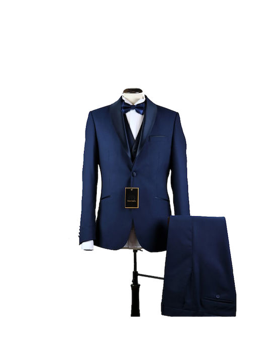 Makis Tselios Fashion Men's Suit with Vest Yuleco & Papillon Satin