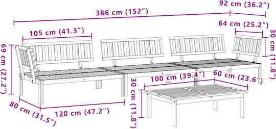 vidaXL Garten- und Outdoor-Möbelsets 4 Stück Akazie