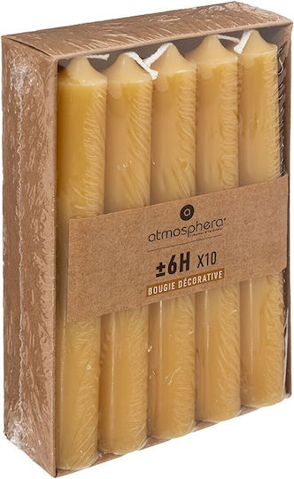 Atmosphera Hugo Din Aromatic Pillar Candle Yellow 10 Pieces