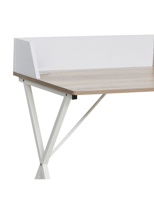 Birou de calculatoare Zervan Lemnos Natural-alb cu Picioare Metalice 90x50x85cm