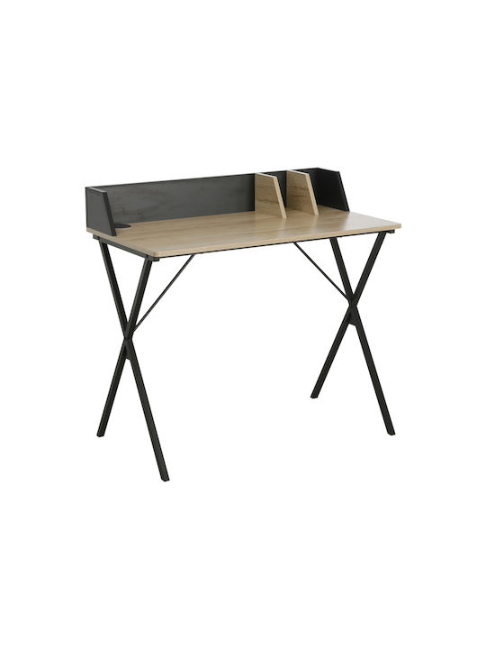 Birou de Calculatoare Zervan Din Lemn Natural Negru cu Picioare Metalice 90x50x85cm