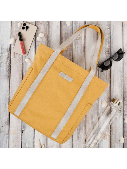Leder Damentasche Shopper Schultertasche Gelb