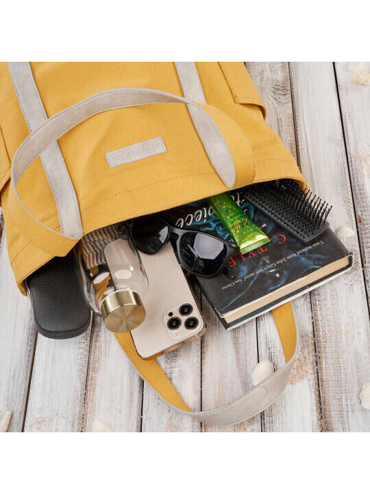 Leder Damentasche Shopper Schultertasche Gelb