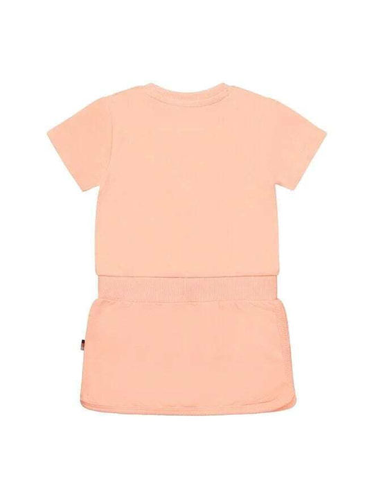 Dirkje Kids Dress Short Sleeve Peach Flamingo