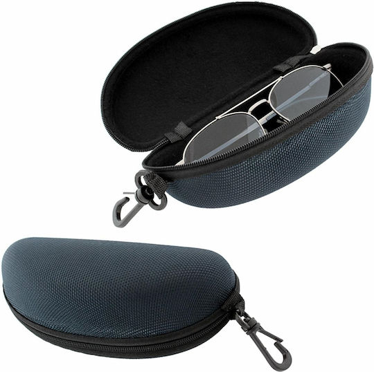 Navy Blue Semi-hard Eyeglass Case with Zipper