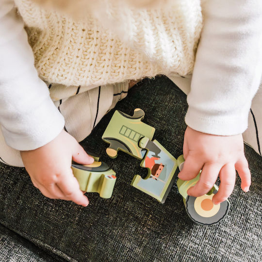 Ξύλινο Παιδικό Puzzle Σφηνώματα Tractor 4pcs Orange Tree Toys