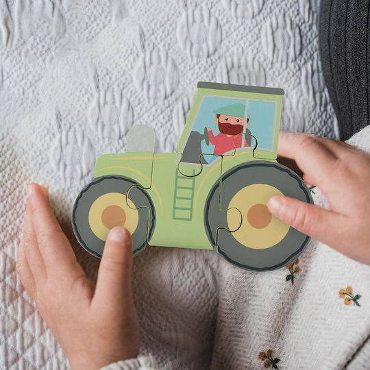 Ξύλινο Παιδικό Puzzle Σφηνώματα Tractor 4pcs Orange Tree Toys