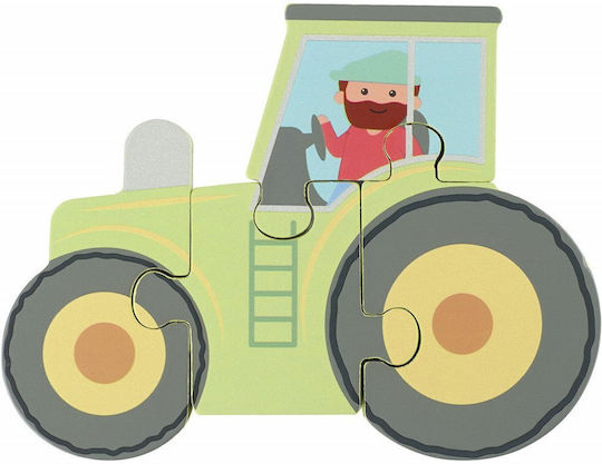 Ξύλινο Παιδικό Puzzle Σφηνώματα Tractor 4pcs Orange Tree Toys
