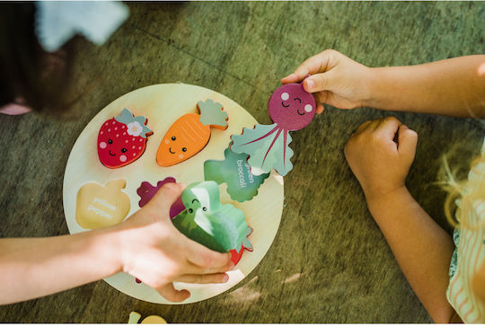 Ξύλινο Παιδικό Puzzle Σφηνώματα Fruit And Vegetable 6pcs Orange Tree Toys