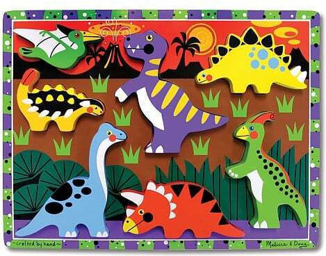 Ξύλινο Παιδικό Puzzle Σφηνώματα 3d Dinosaur 7pcs Melissa & Doug