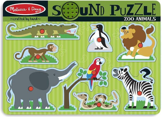 Lemnos Puzzle pentru Copii cu Îmbinări Zoo Animal Sound 8buc Melissa & Doug