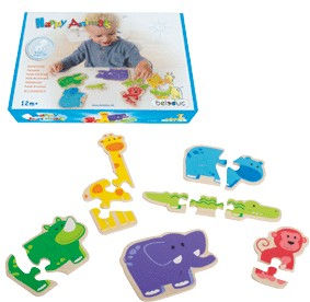 Παιδικό Puzzle Happy Animals για 1+ Ετών 2pcs Beleduc