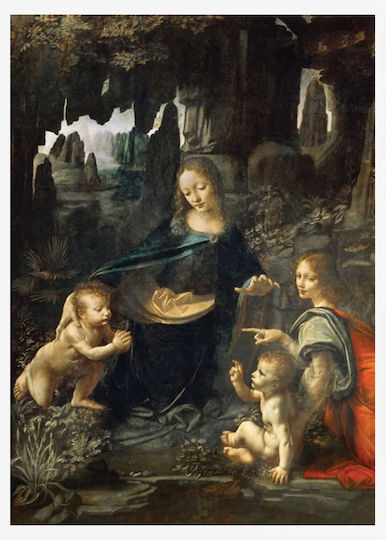 Walls La Vergine Delle Rocce Painting Copy of Da Vinci on Canvas 50x70cm