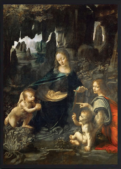 Walls La Vergine Delle Rocce Painting Copy of Da Vinci on Canvas 20x30cm