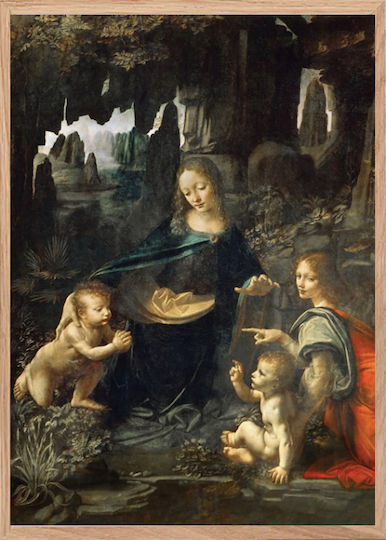 Walls La Vergine Delle Rocce Painting Copy of Da Vinci on Canvas 60x90cm