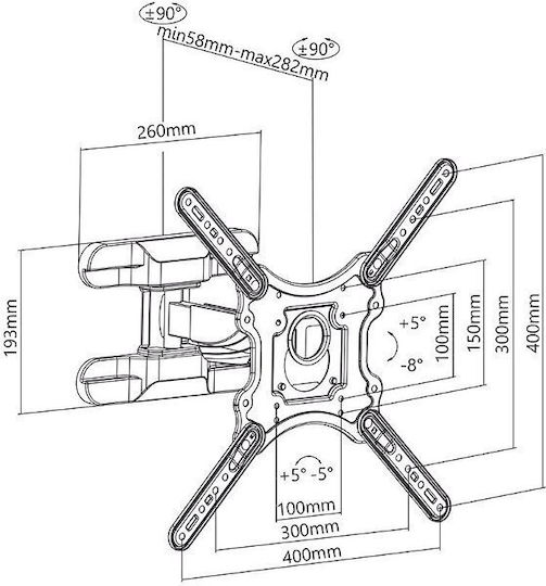 Stell Accessories SHO 7600 Βάση Τηλεόρασης Τοίχου με Βραχίονα έως 40kg