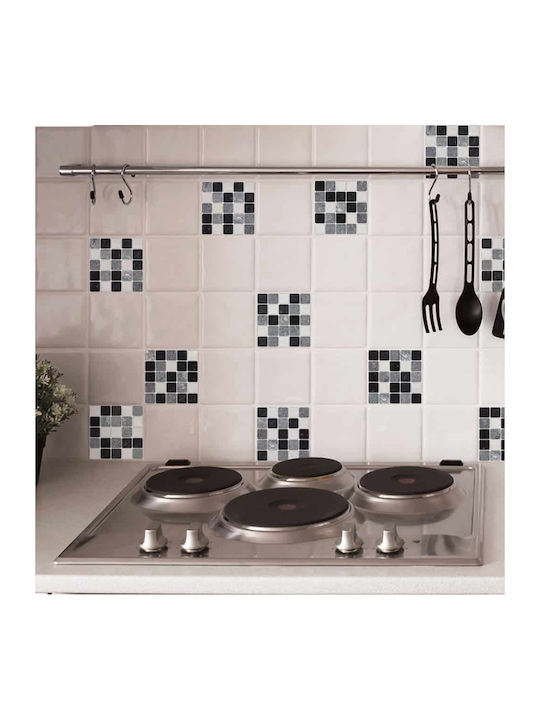 Decorative Sticker Tiles Black & White Kitchen / Bathroom 3 Pieces. 3pcs 30x30cm Ango