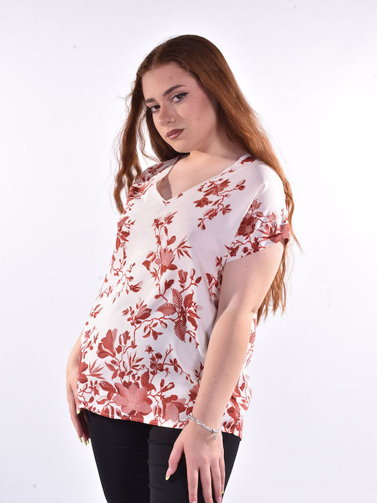 Raiden Damen Bluse Blumen Rot