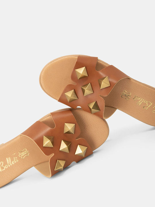 Flache Sandalen für Damen in Tabac Braun Farbe