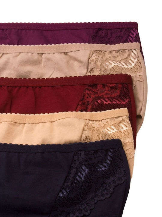 Βαμβακερά Women's Slip MultiPack Blue/Purple/LIght Beige/Beige/Bordeaux