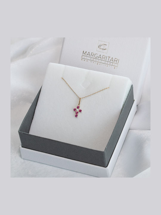 Margaritari Σετ με Σκουλαρίκια & Μενταγιόν από Χρυσό 14K με Πέτρες και Πέρλες