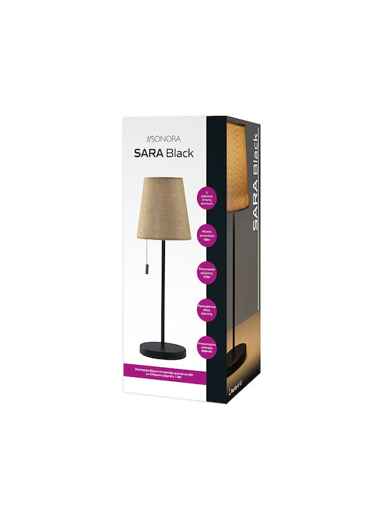 Sonora Metal Table Lamp LED with Brown Shade and Black Base