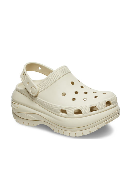 Crocs Classic Mega Crush Σαμπό Μπεζ Crocs Classic Mega Crush Σαμπό Μπεζ