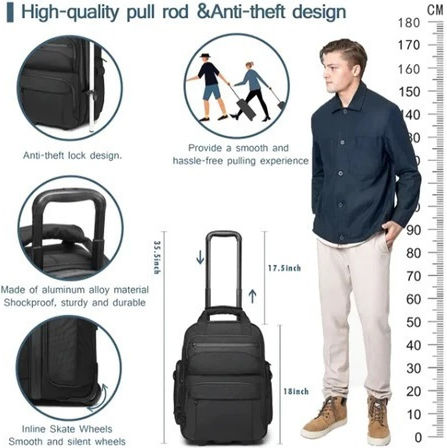 Ozuko Sack Voyage Back Black with Wheels Fabric L46xW24xH33cm