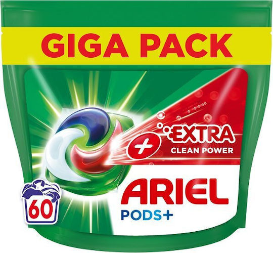 Ariel Extra Clean Απορρυπαντικό για Λευκά & Μαύρα Ρούχα (60 Κάψουλες)