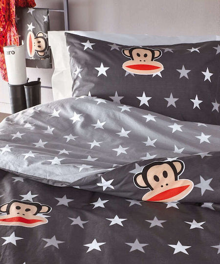 Kentia Σετ Σεντόνια Μονά Βαμβακερά Paul Frank Μαύρο 170x260cm 3τμχ