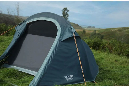Vango Soul 300 Camping Tent Mountaineering Blue with Double Cloth 4 Seasons for 3 People Waterproof 3000mm 285x190x120cm Deep Blue