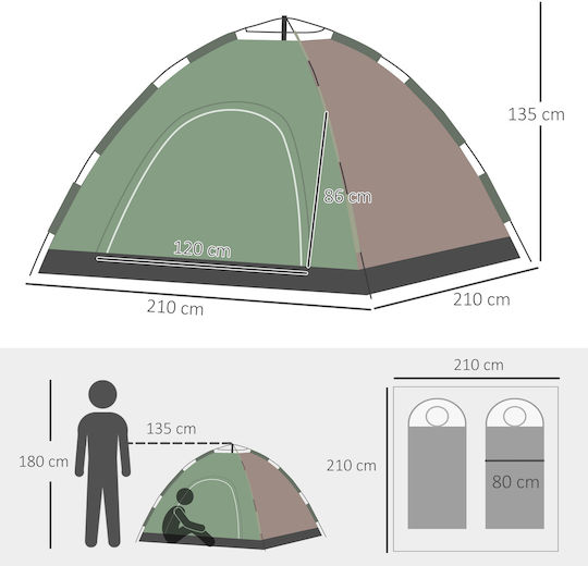 Outsunny Campingzelt Iglu Grüne Für 4 Personen 210x210x135cm