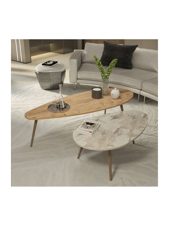 Oval Coffee Table Monty Beige 2pcs L116xW46xH46cm