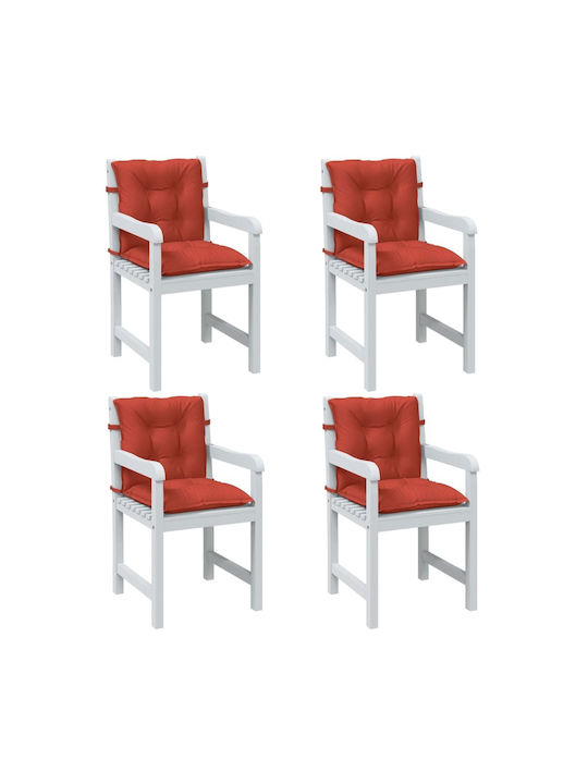 vidaXL Garden Chair Cushions with Backrest Red 4 Pieces 50x100cm